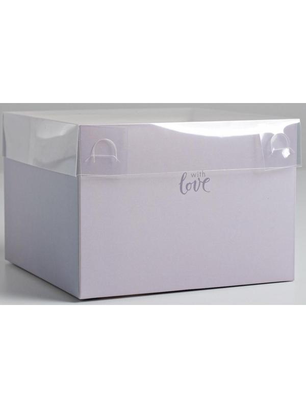 Коробка для цветов с PVC крышкой «With love», 17 × 12 × 17 см