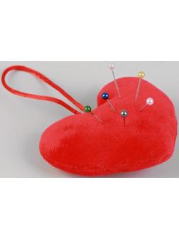 Игольница с петлёй «Сердце», цвет красный