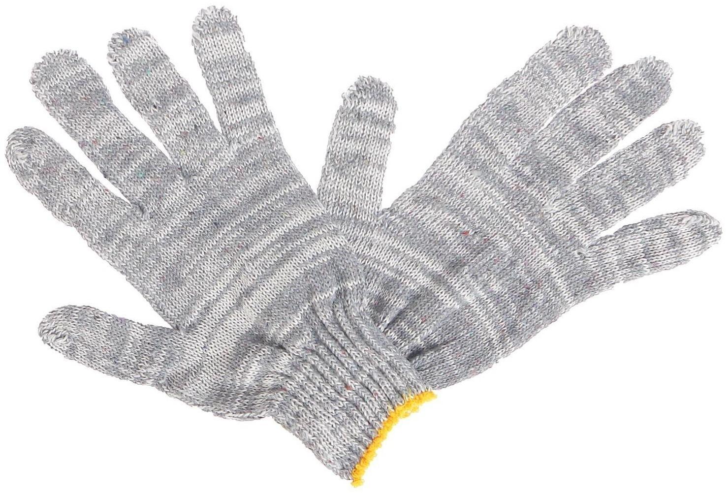 Перчатки, х/б, вязка 7 класс, 4 нити, размер 9, без покрытия, серые