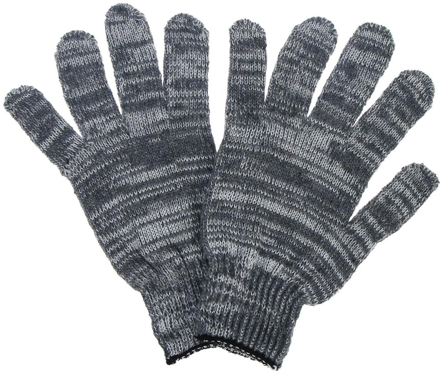 Перчатки, х/б, вязка 7 класс, 4 нити, размер 9, без покрытия, серые