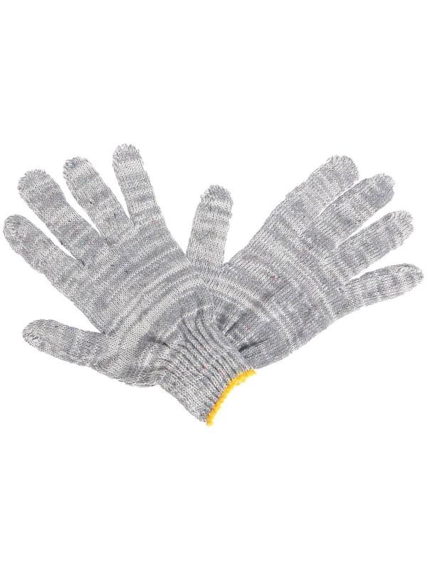 Перчатки, х/б, вязка 7 класс, 4 нити, размер 9, без покрытия, серые