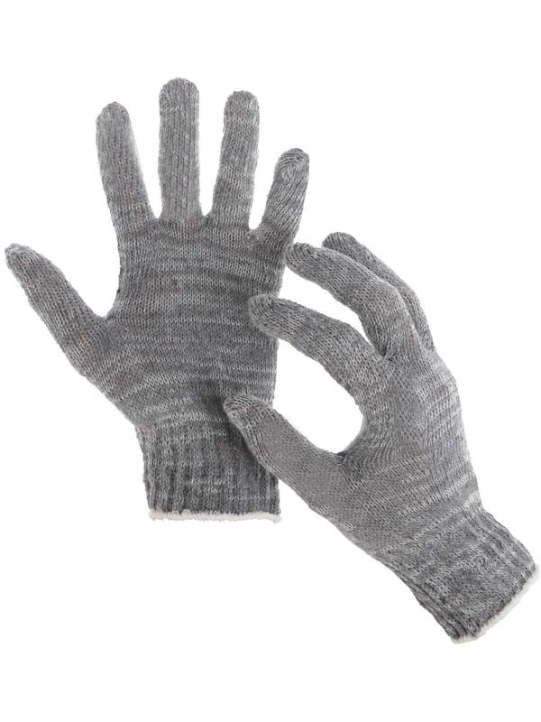 Перчатки, х/б, вязка 7 класс, 3 нити, размер 9, без покрытия, серые