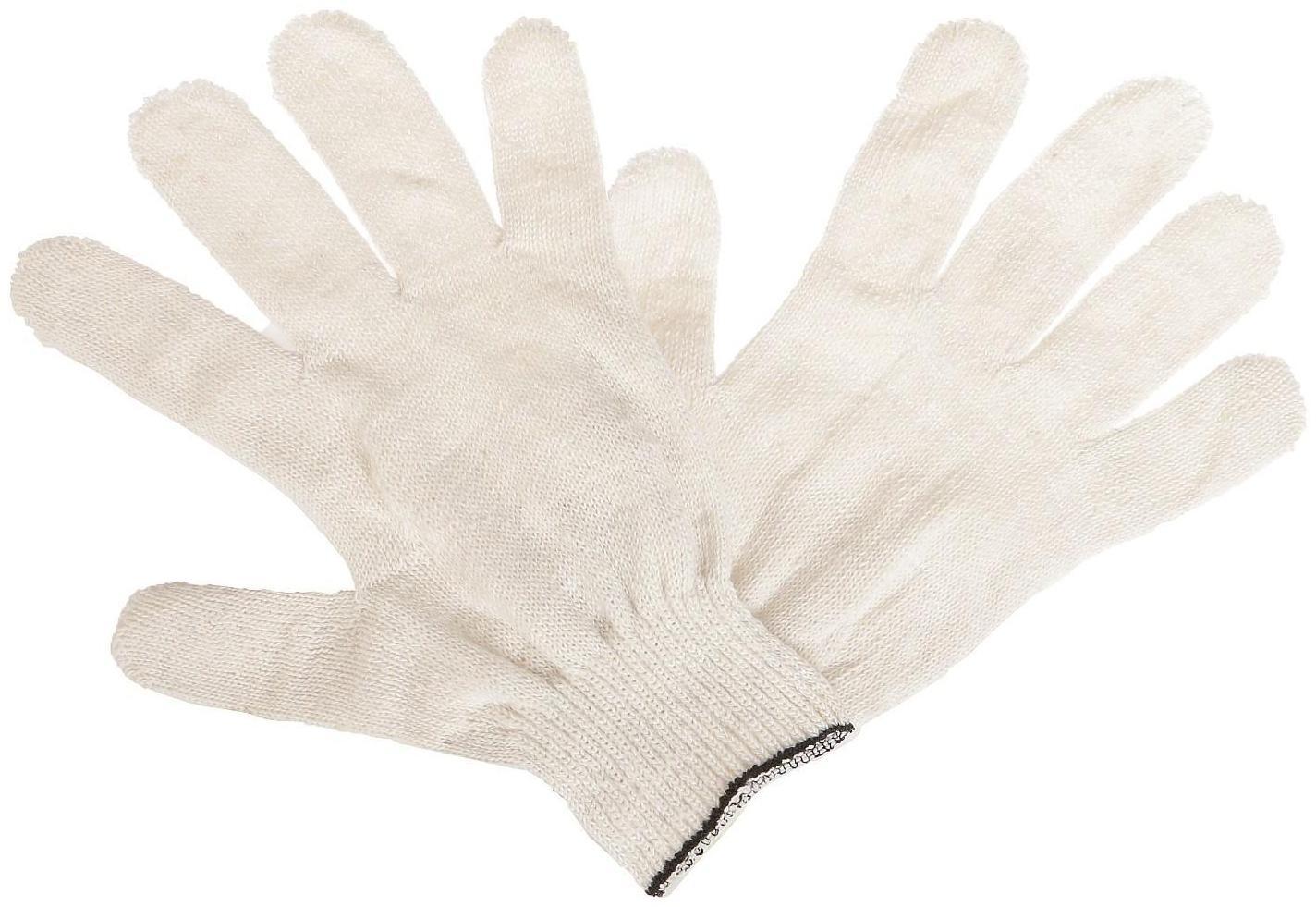 Перчатки, х/б, вязка 10 класс, 4 нити, размер 9, без ПВХ, белые