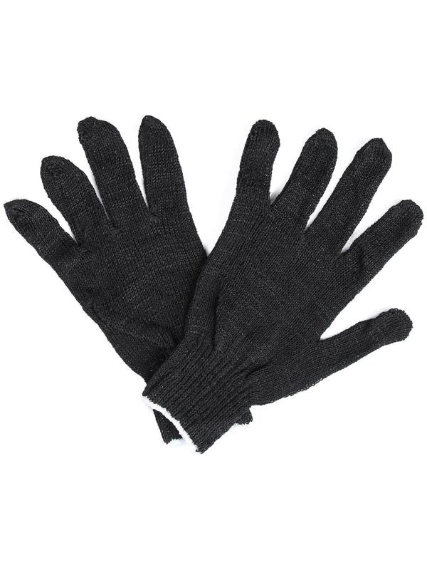 Перчатки, х/б, вязка 7 класс, 3 нити, размер 9, без покрытия, чёрные