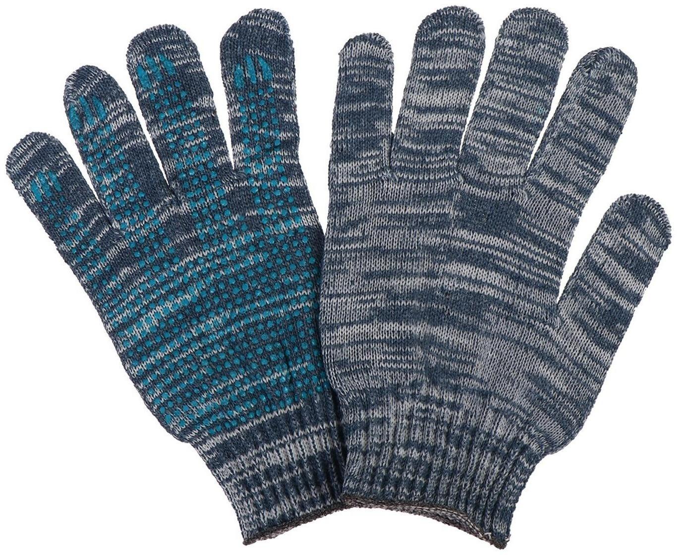 Перчатки, х/б, вязка 10 класс, 5 нитей, размер 9, с ПВХ точками, серые, Greengo