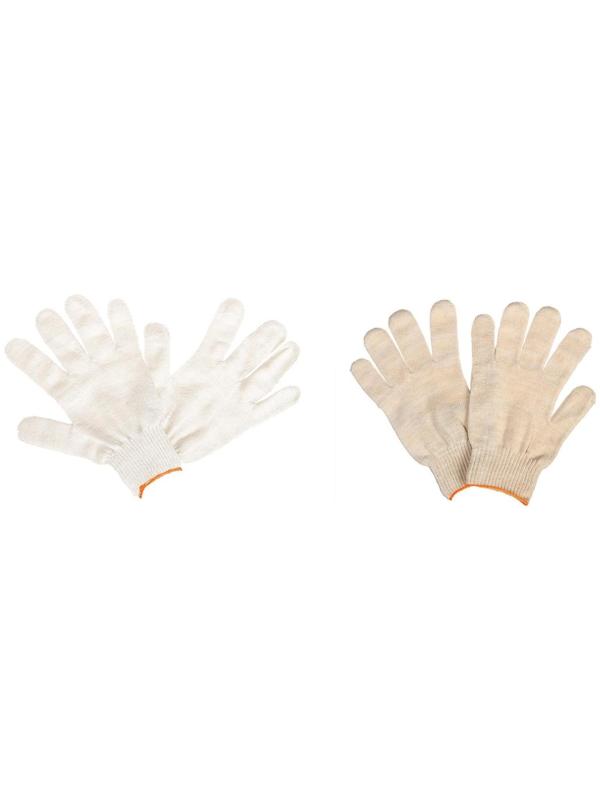 Перчатки, х/б, вязка 10 класс, 6 нитей, размер 9, без покрытия, белые