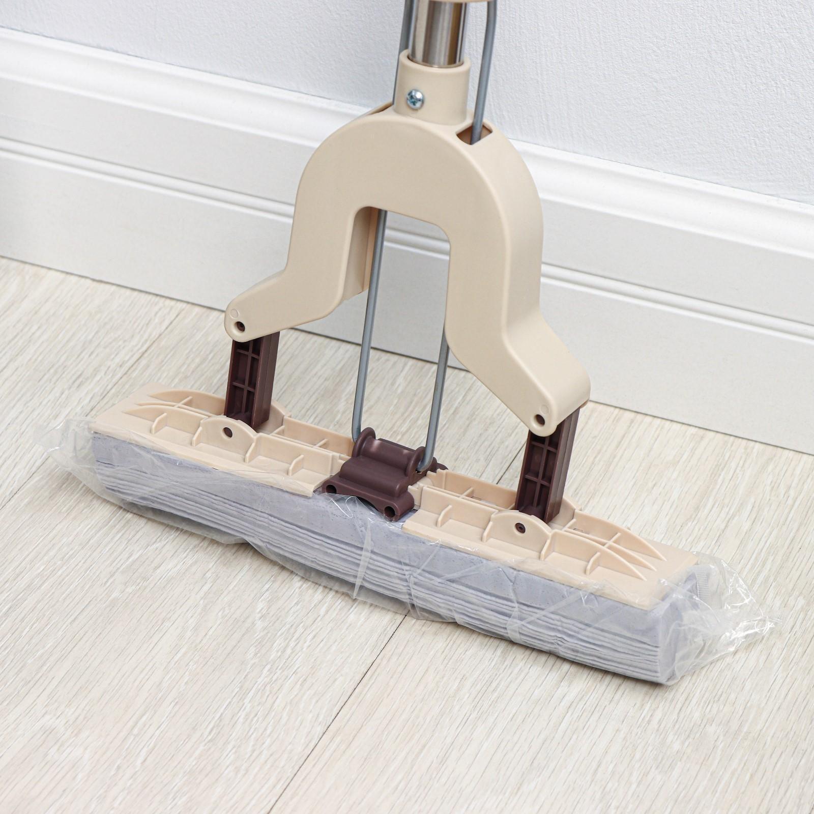 Швабра для мытья пола со складным отжимом Доляна, насадка ПВА 27×6 см, составная стальная ручка 89-120 см