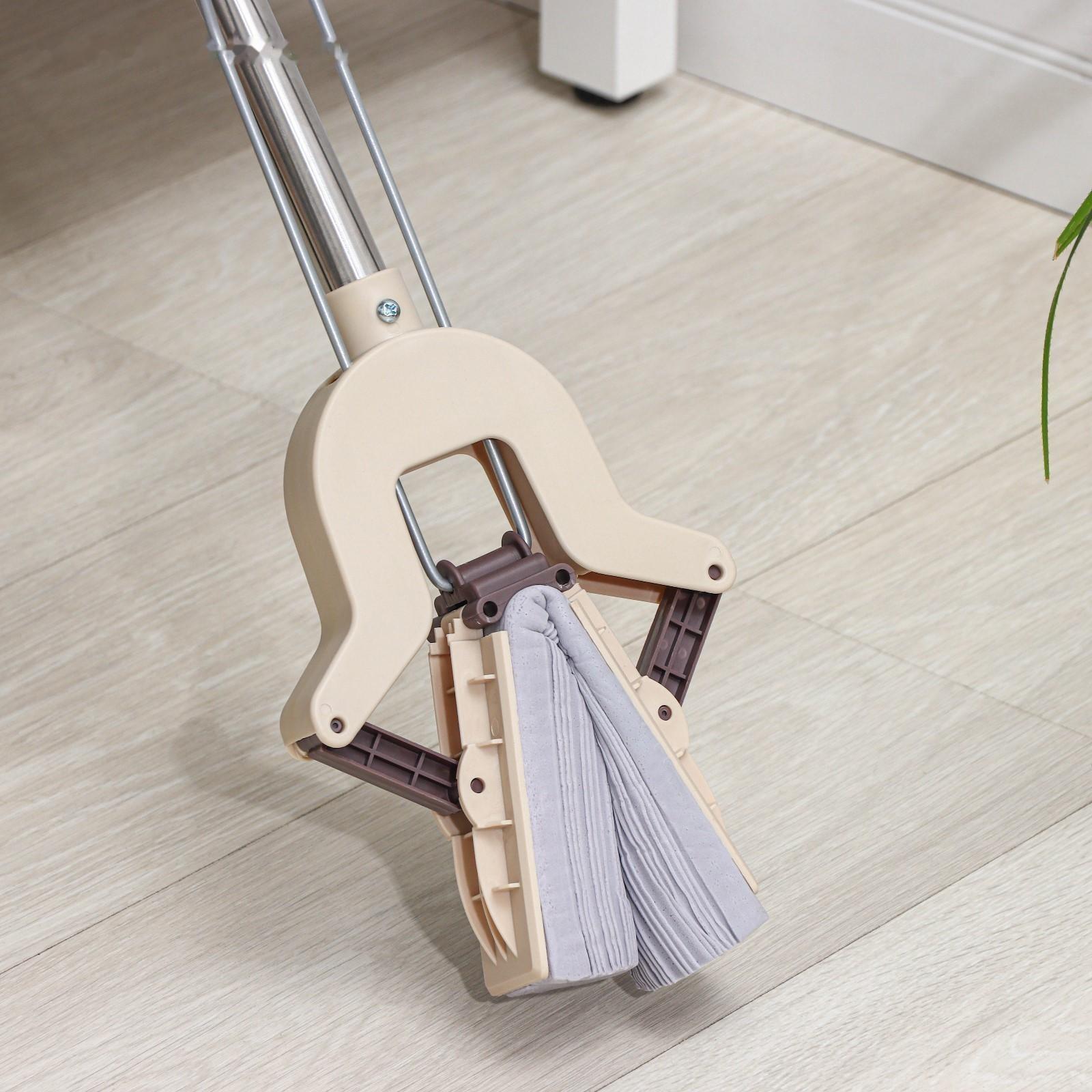 Швабра для мытья пола со складным отжимом Доляна, насадка ПВА 27×6 см, составная стальная ручка 89-120 см