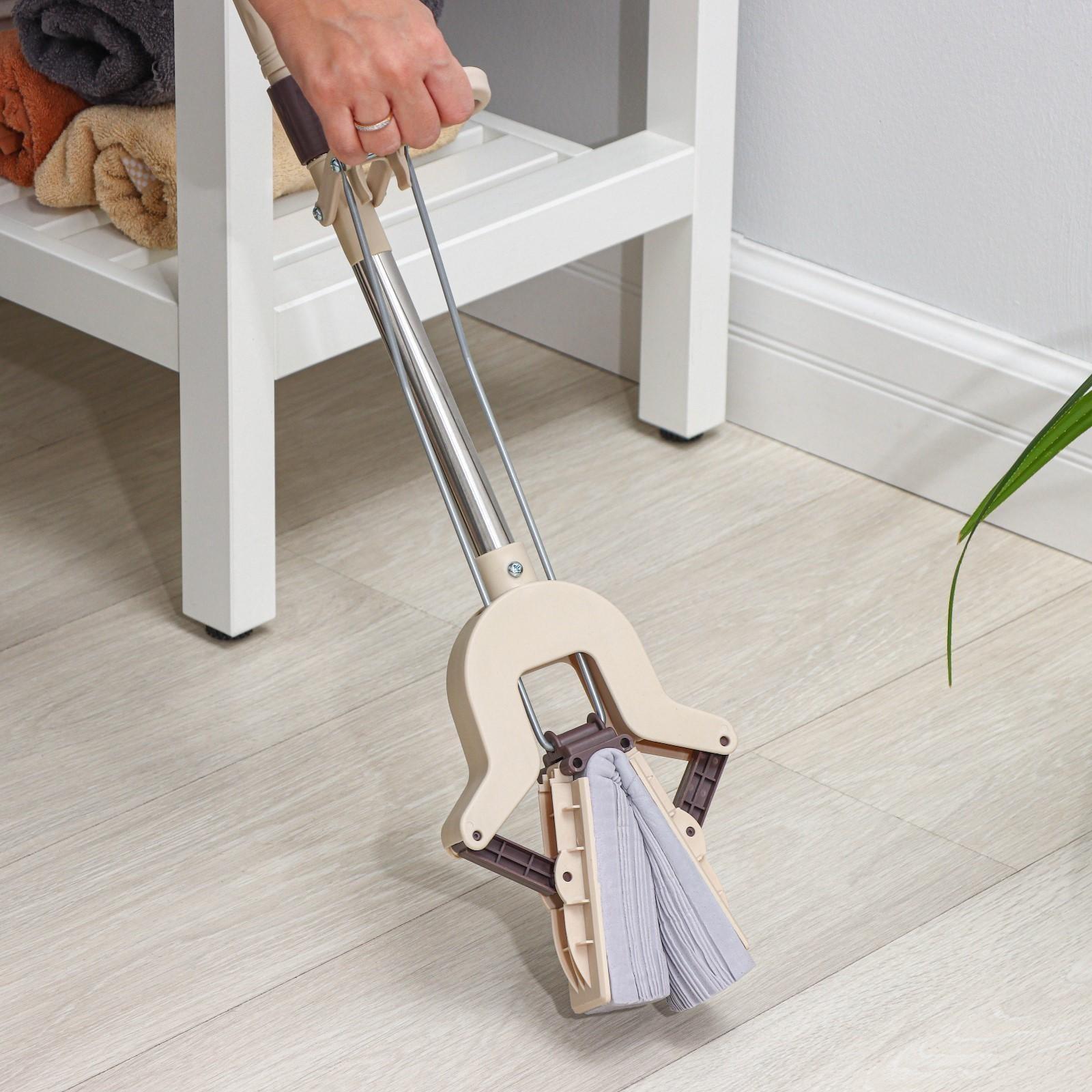 Швабра для мытья пола со складным отжимом Доляна, насадка ПВА 27×6 см, составная стальная ручка 89-120 см