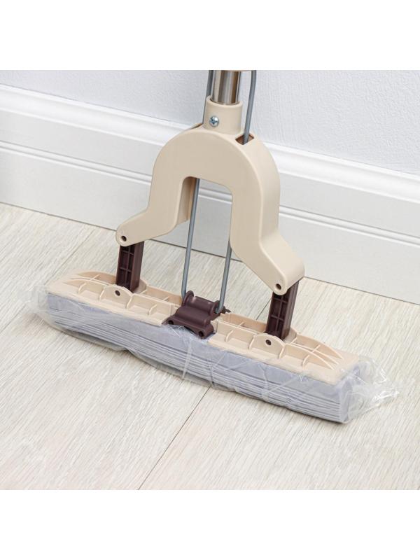 Швабра для мытья пола со складным отжимом Доляна, насадка ПВА 27×6 см, составная стальная ручка 89-120 см