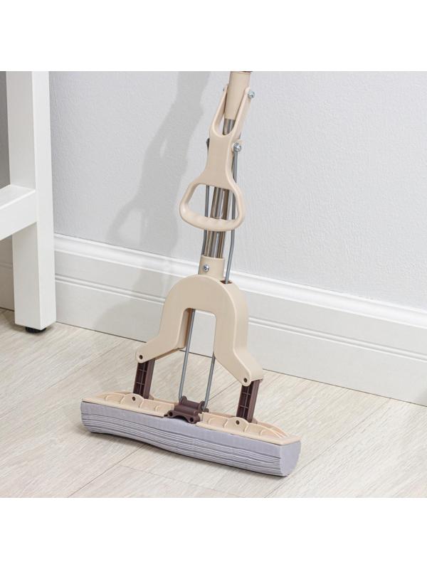 Швабра для мытья пола со складным отжимом Доляна, насадка ПВА 27×6 см, составная стальная ручка 89-120 см