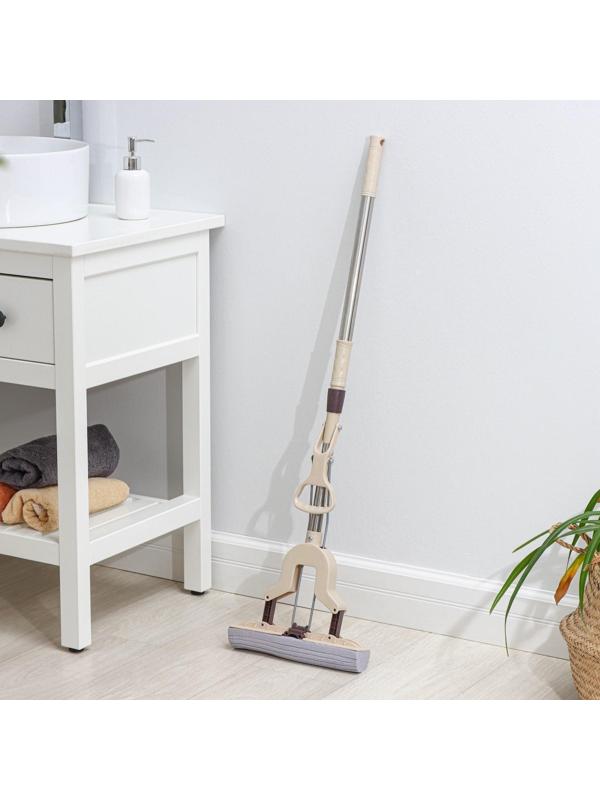 Швабра для мытья пола со складным отжимом Доляна, насадка ПВА 27×6 см, составная стальная ручка 89-120 см