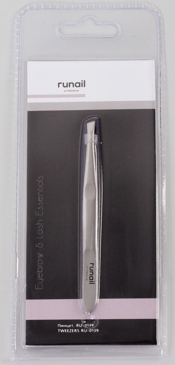 Пинцет скошенный, широкий, 9 см, цвет серебристый, RU-0139