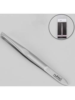 Пинцет скошенный, широкий, 9 см, цвет серебристый, RU-0139