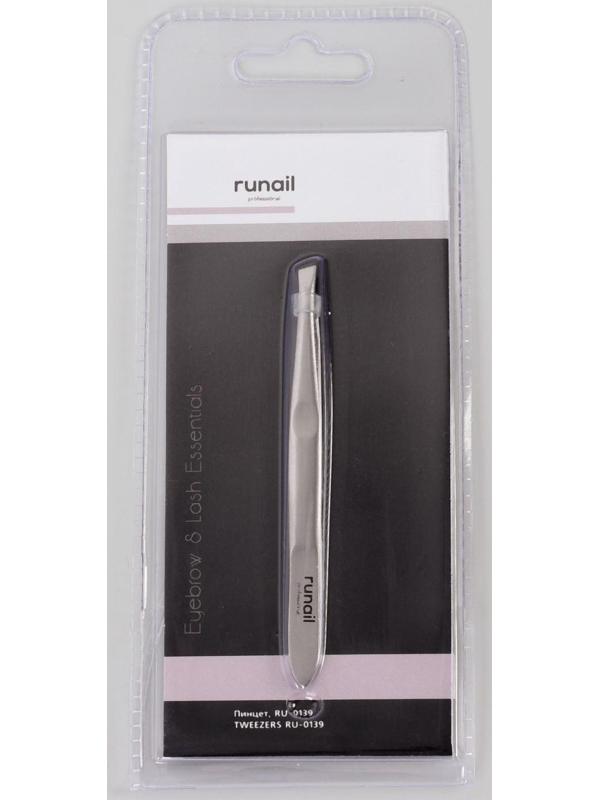 Пинцет скошенный, широкий, 9 см, цвет серебристый, RU-0139