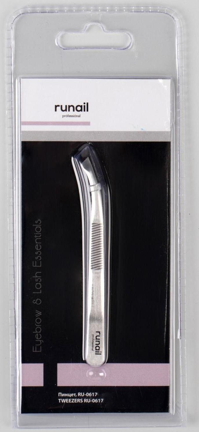 Пинцет загнутый, широкий, 8,3 см, цвет серебристый, RU-0617