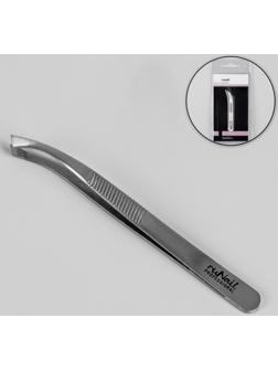 Пинцет загнутый, широкий, 8,3 см, цвет серебристый, RU-0617