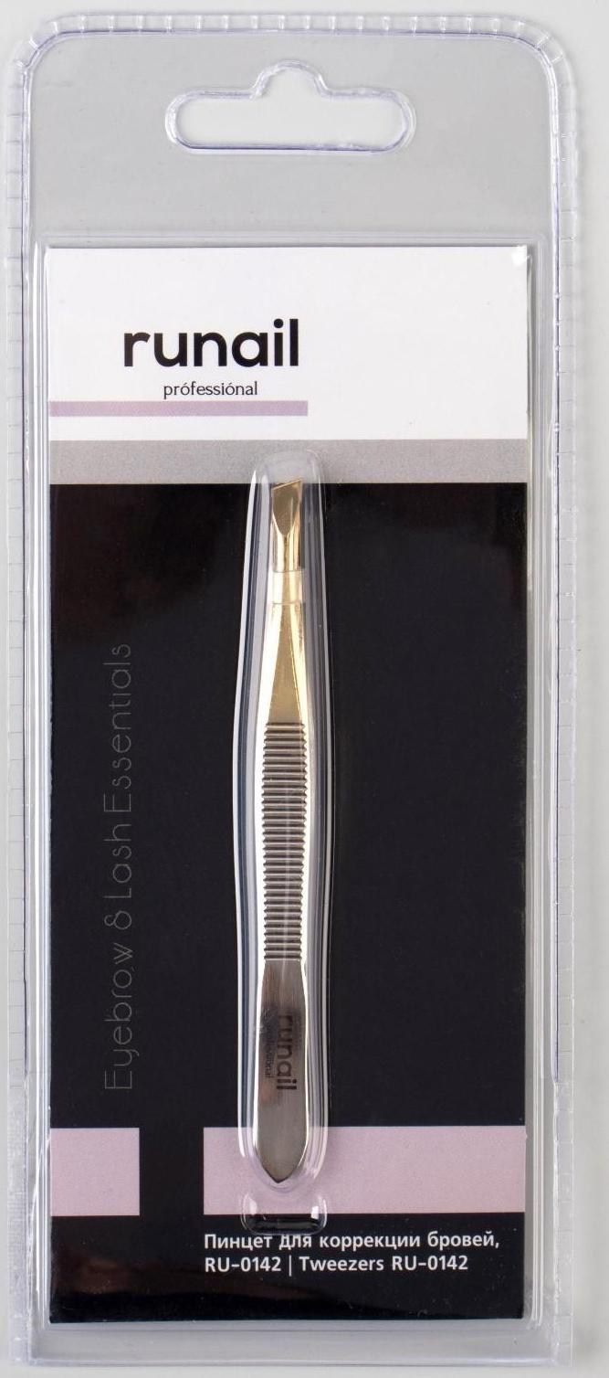 Пинцет скошенный, широкий, 9 см, цвет серебристый/золотистый, RU-0142