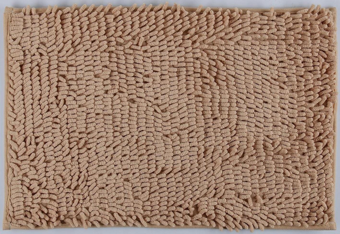 Коврик для ванной Доляна «Букли длинные», 40×60 см, цвет бежевый