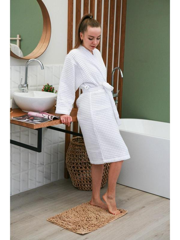 Коврик для ванной Доляна «Букли длинные», 40×60 см, цвет бежевый