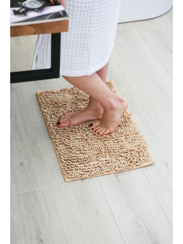 Коврик для ванной Доляна «Букли длинные», 40×60 см, цвет бежевый