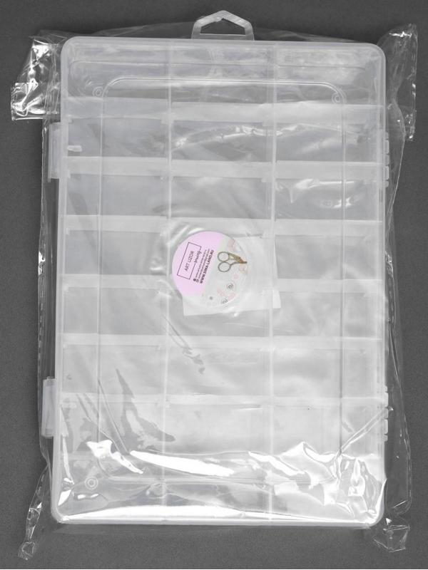 Органайзер для рукоделия, со съёмными ячейками, 24 отделения, 19,5 × 13,5 × 3,5 см, цвет прозрачный