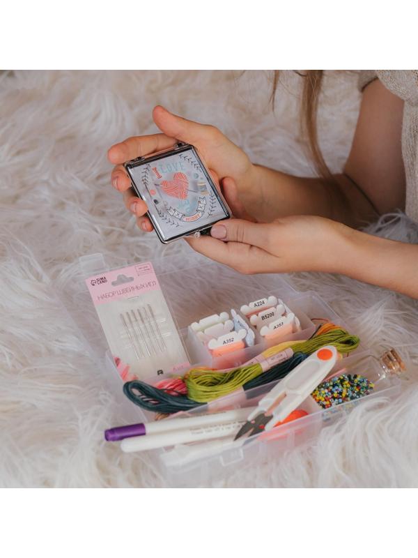 Органайзер для рукоделия, со съёмными ячейками, 24 отделения, 19,5 × 13,5 × 3,5 см, цвет прозрачный