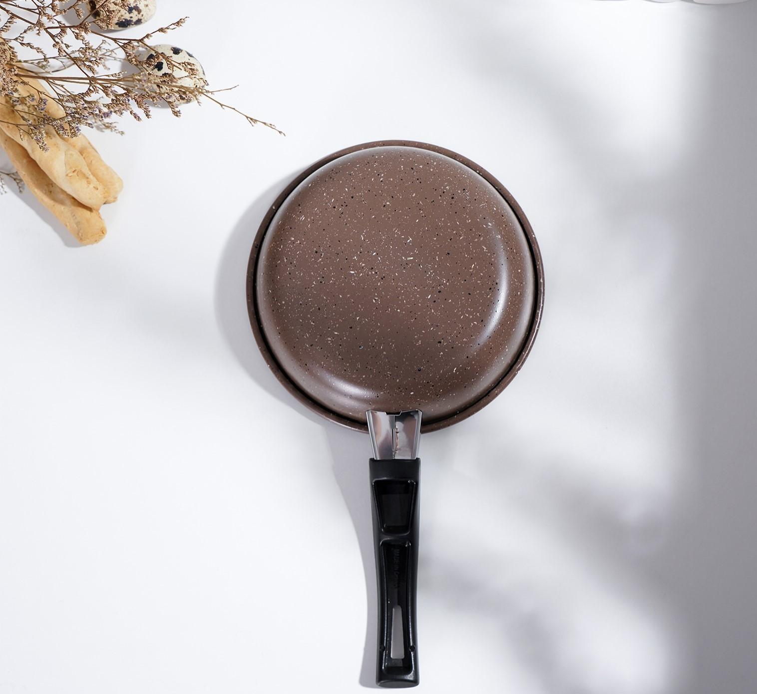 Сковорода Rock, d=15 см, пластиковая ручка, антипригарное покрытие, цвет коричневый