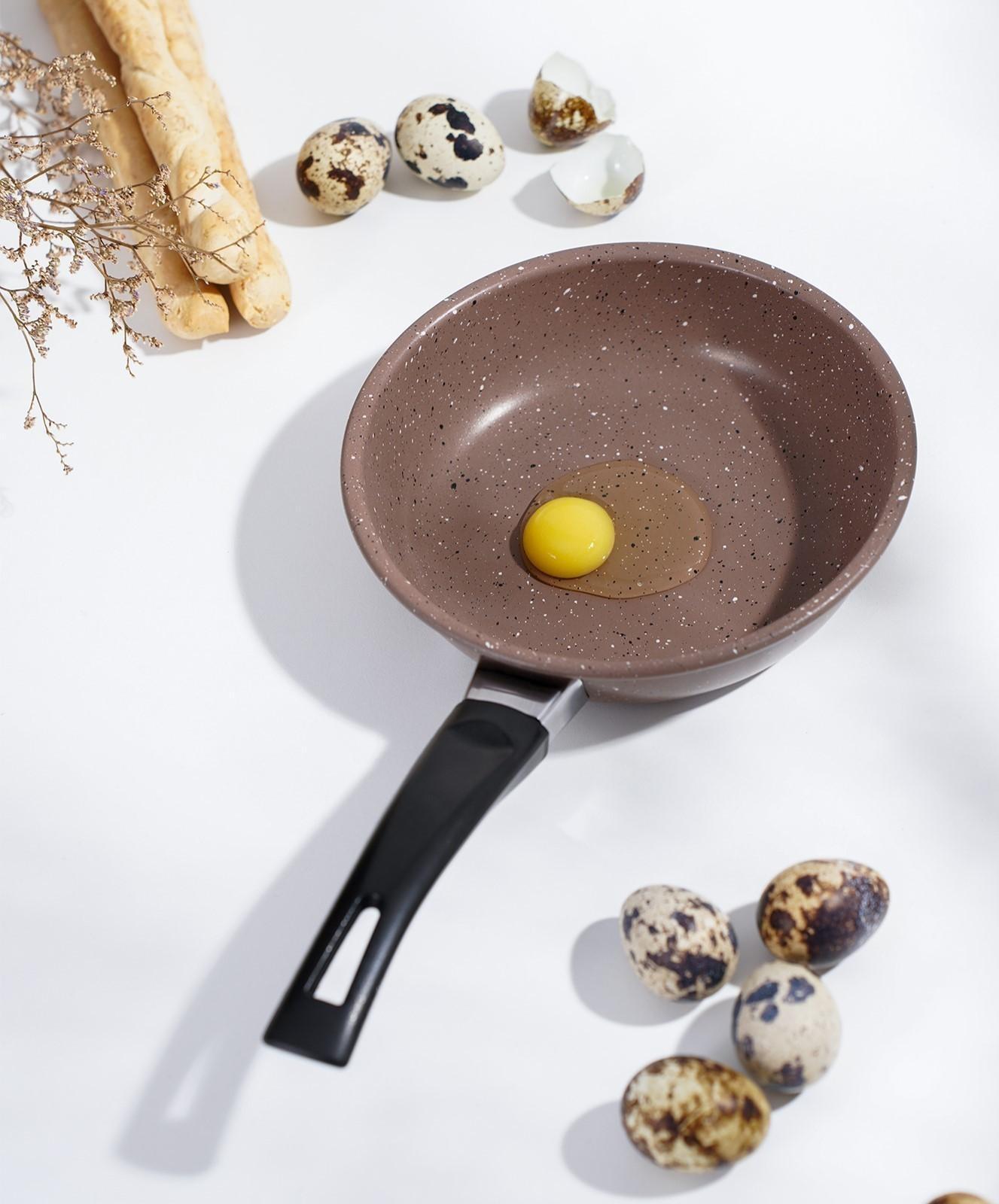 Сковорода Rock, d=15 см, пластиковая ручка, антипригарное покрытие, цвет коричневый
