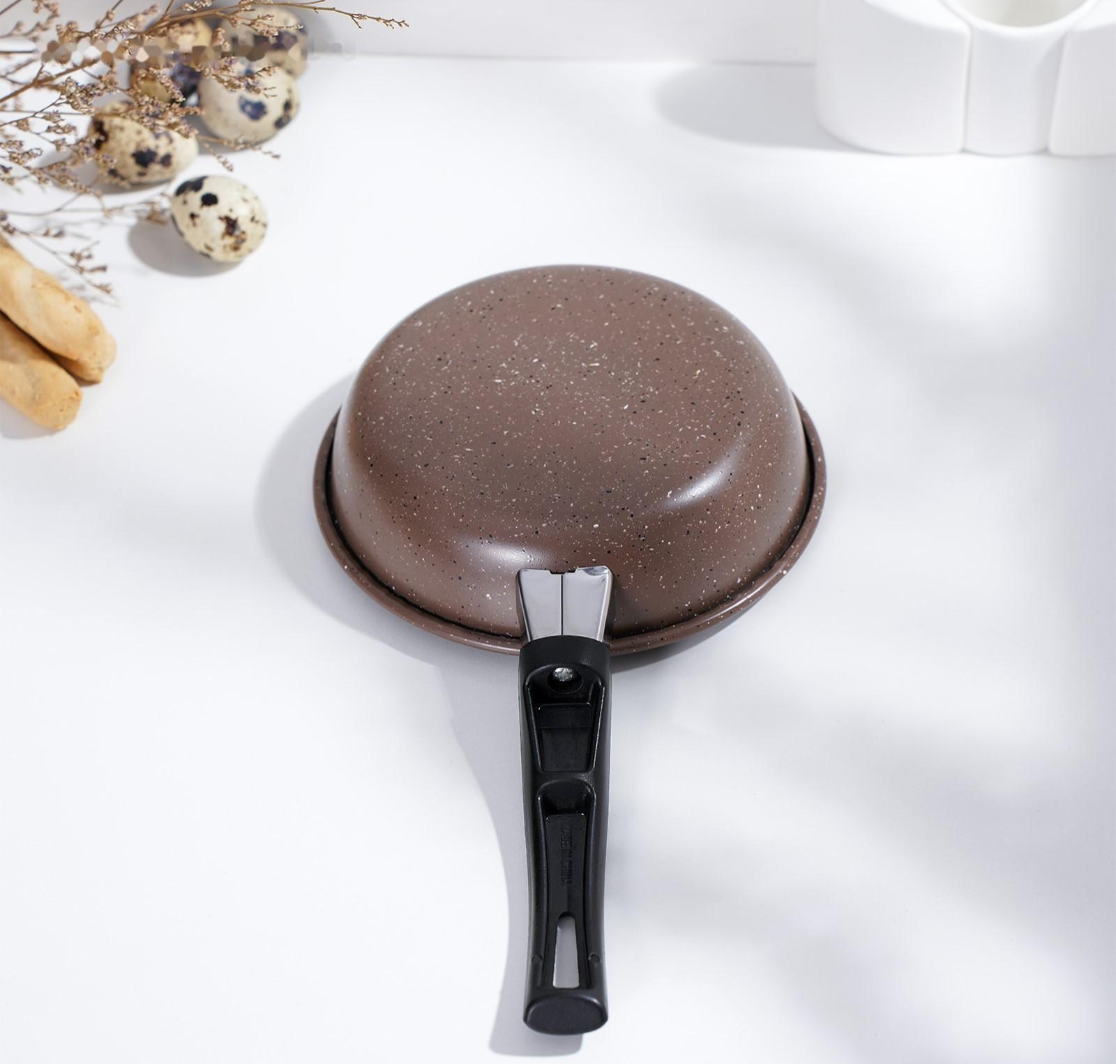 Сковорода Rock, d=15 см, пластиковая ручка, антипригарное покрытие, цвет коричневый