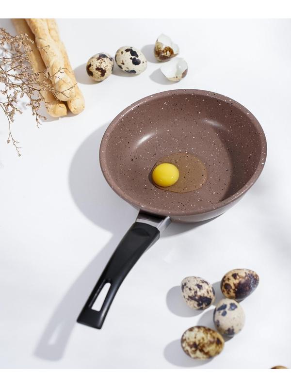 Сковорода Rock, d=15 см, пластиковая ручка, антипригарное покрытие, цвет коричневый