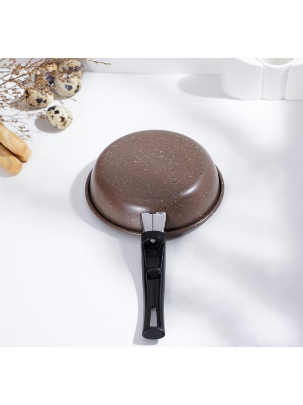 Сковорода Rock, d=15 см, пластиковая ручка, антипригарное покрытие, цвет коричневый