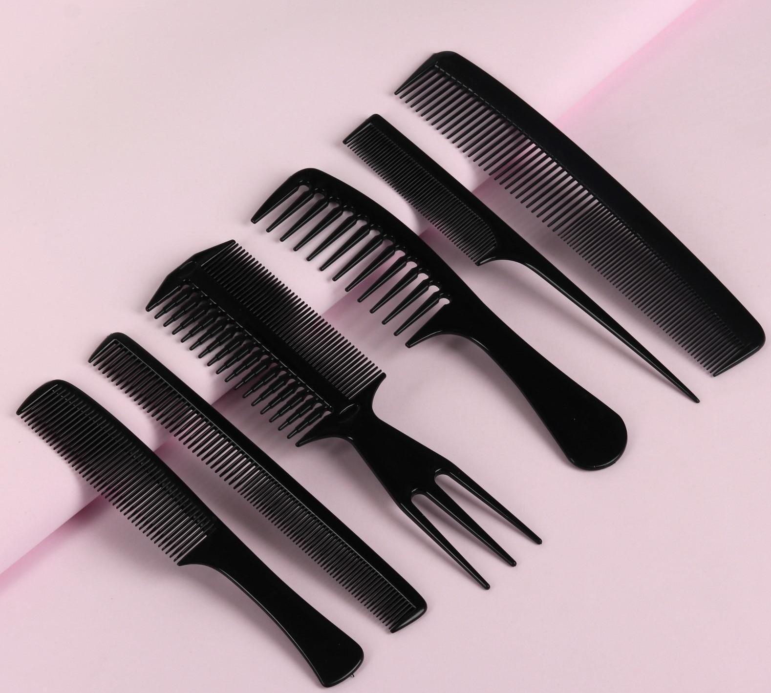 Набор расчёсок, 6 предметов, цвет чёрный
