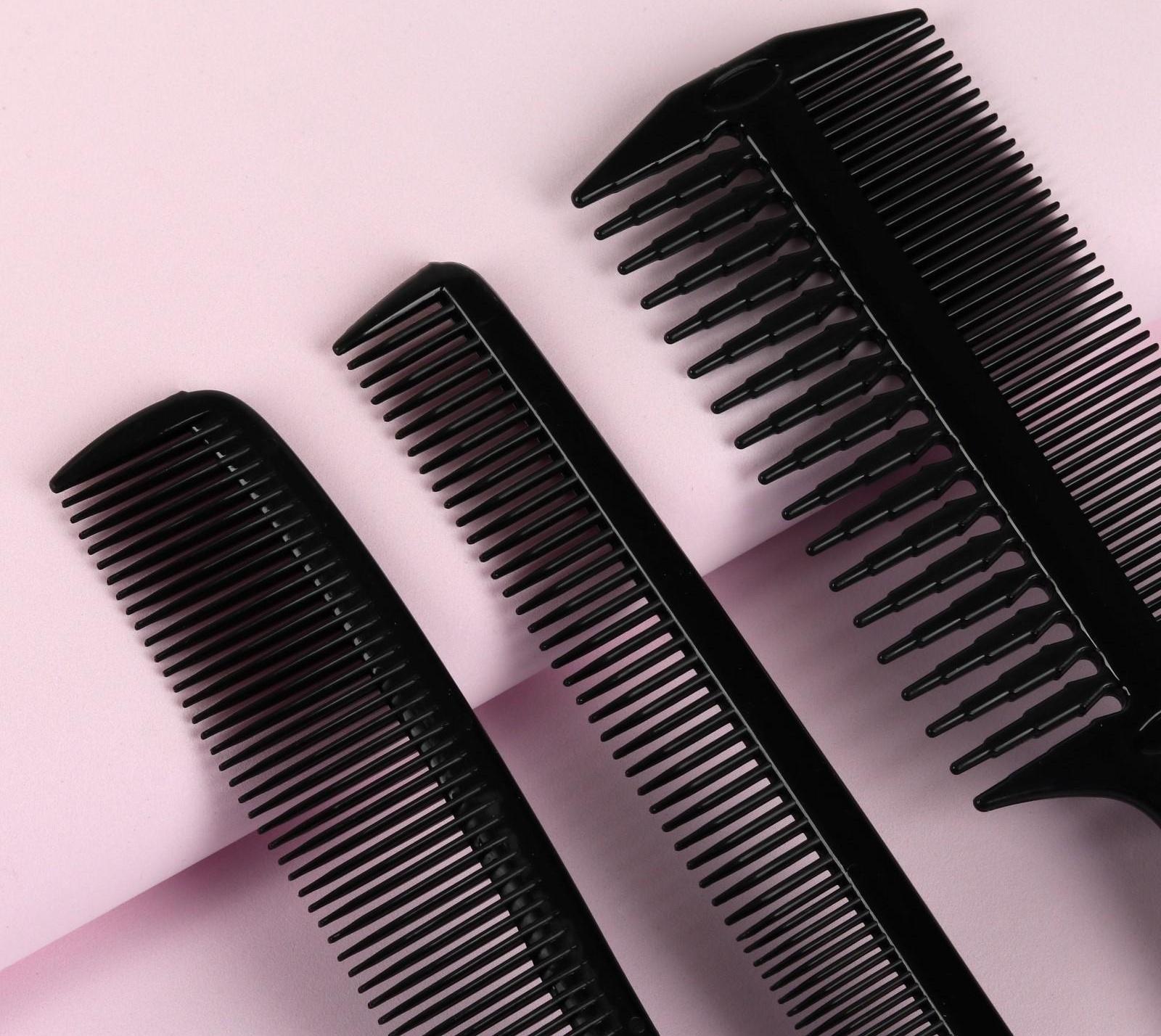 Набор расчёсок, 6 предметов, цвет чёрный