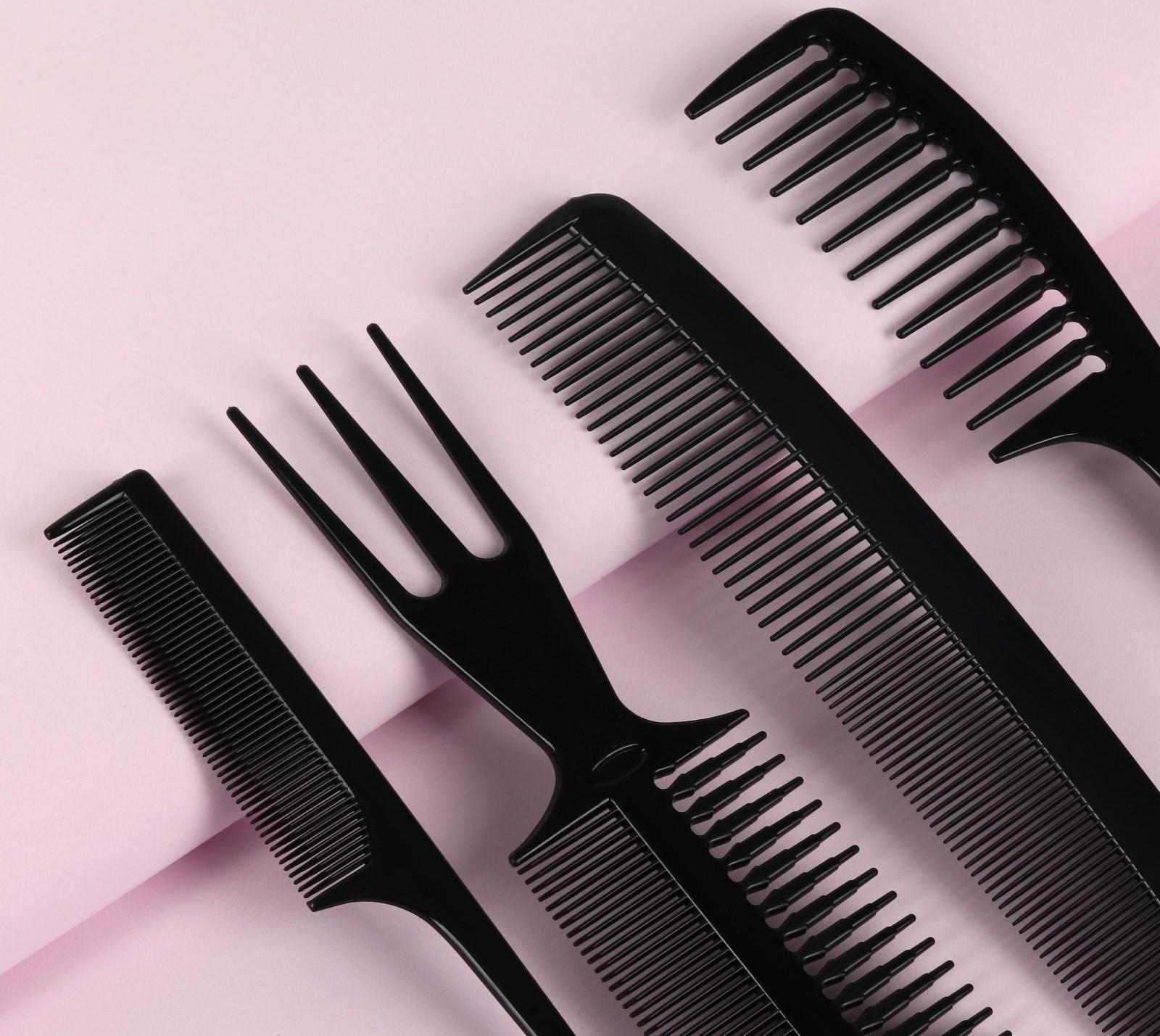 Набор расчёсок, 6 предметов, цвет чёрный