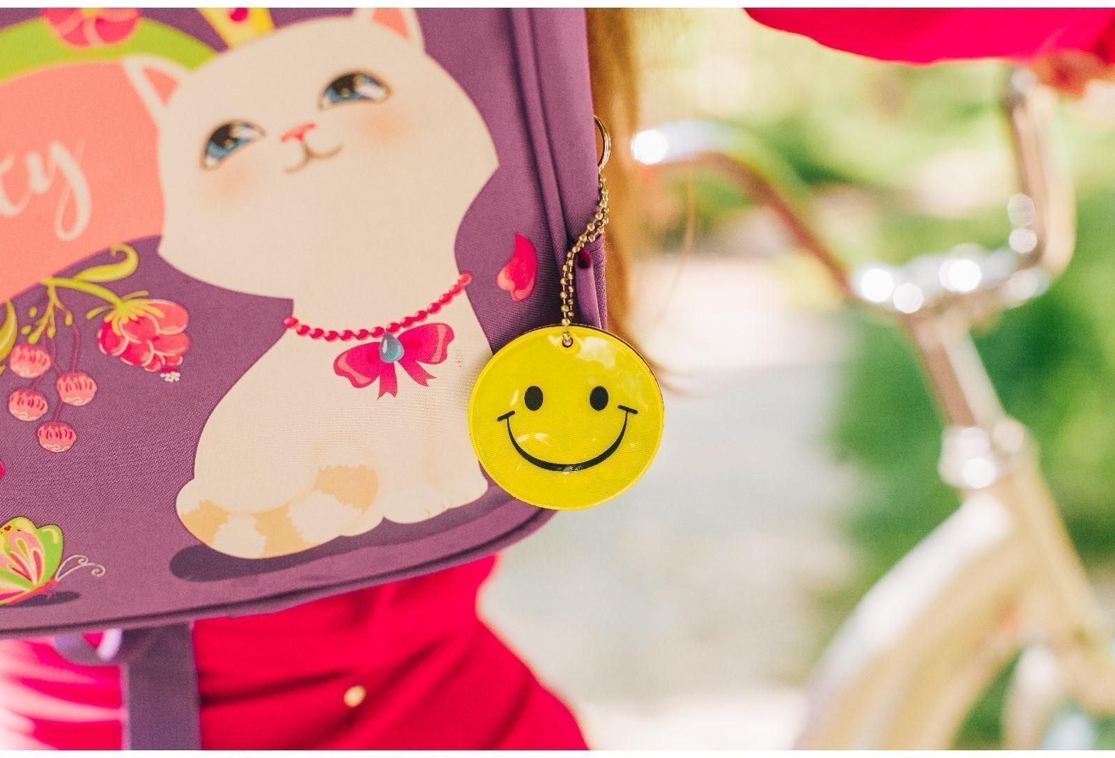 Светоотражающий элемент «Смайлик», двусторонний, d = 5,3 см, цвет жёлтый