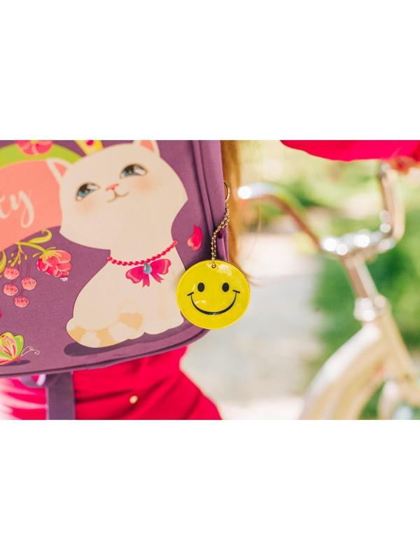 Светоотражающий элемент «Смайлик», двусторонний, d = 5,3 см, цвет жёлтый