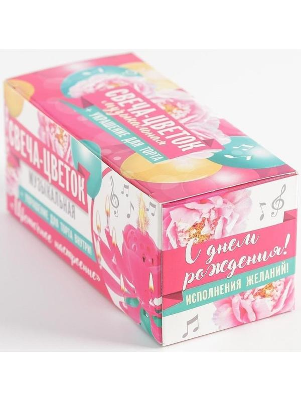 Свеча в торт музыкальная, синяя