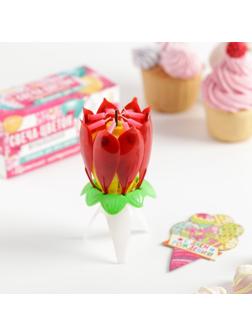 Свеча в торт музыкальная, красная