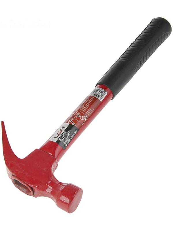 Молоток-гвоздодер ЛОМ, металлическая обрезиненная рукоятка, 560 г