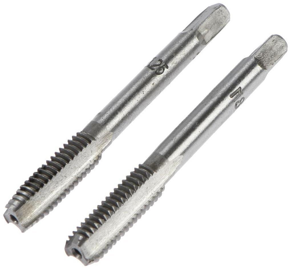 Метчики метрические ручные ТУНДРА, М8 х 1.25 мм, комплект из 2 шт.