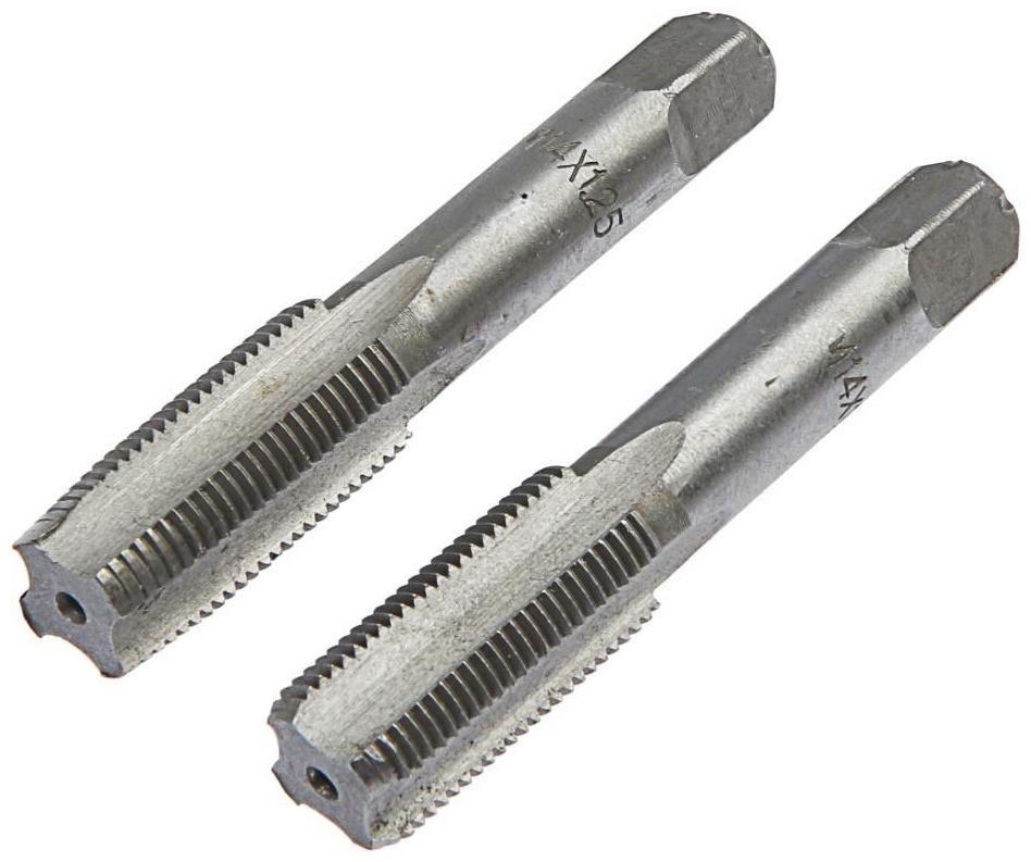 Метчики метрические ручные ТУНДРА, М14 х 1.25 мм, комплект из 2 шт.