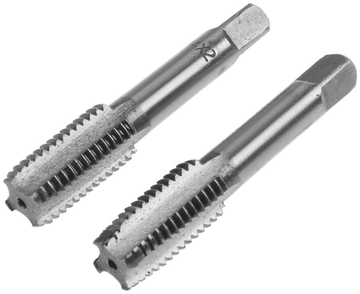 Метчики метрические ручные ТУНДРА, М14 х 2 мм, комплект из 2 шт.