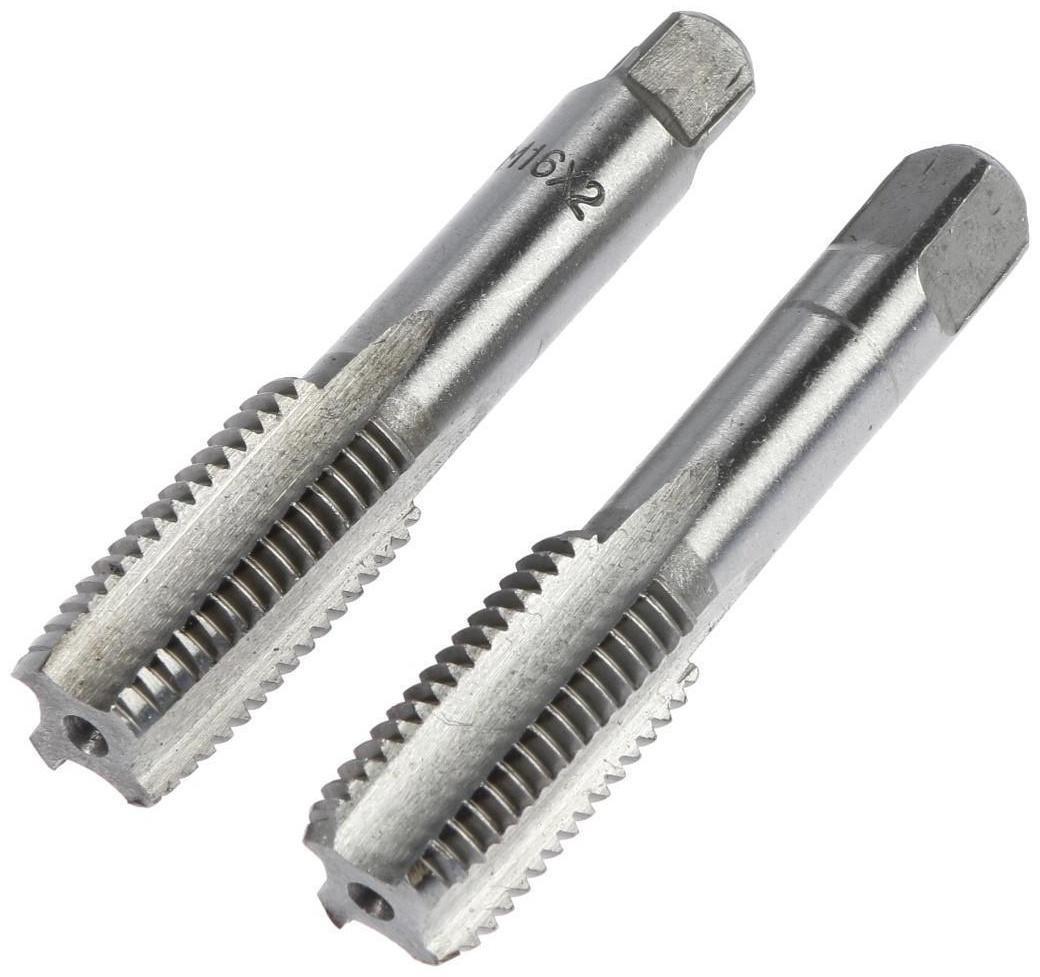 Метчики метрические ручные ТУНДРА, М16 х 2 мм, комплект из 2 шт.