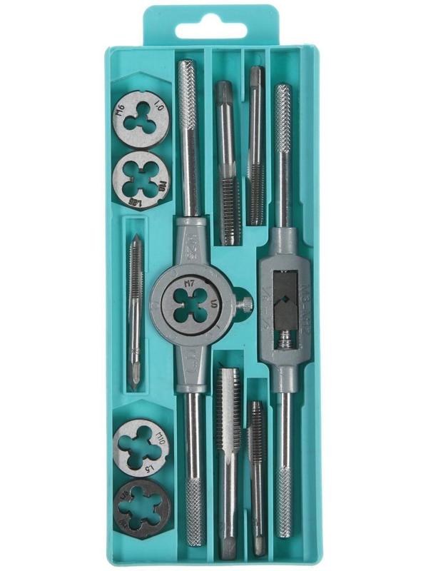 Набор метчиков и плашек ТУНДРА, М6 - М12, 12 предметов