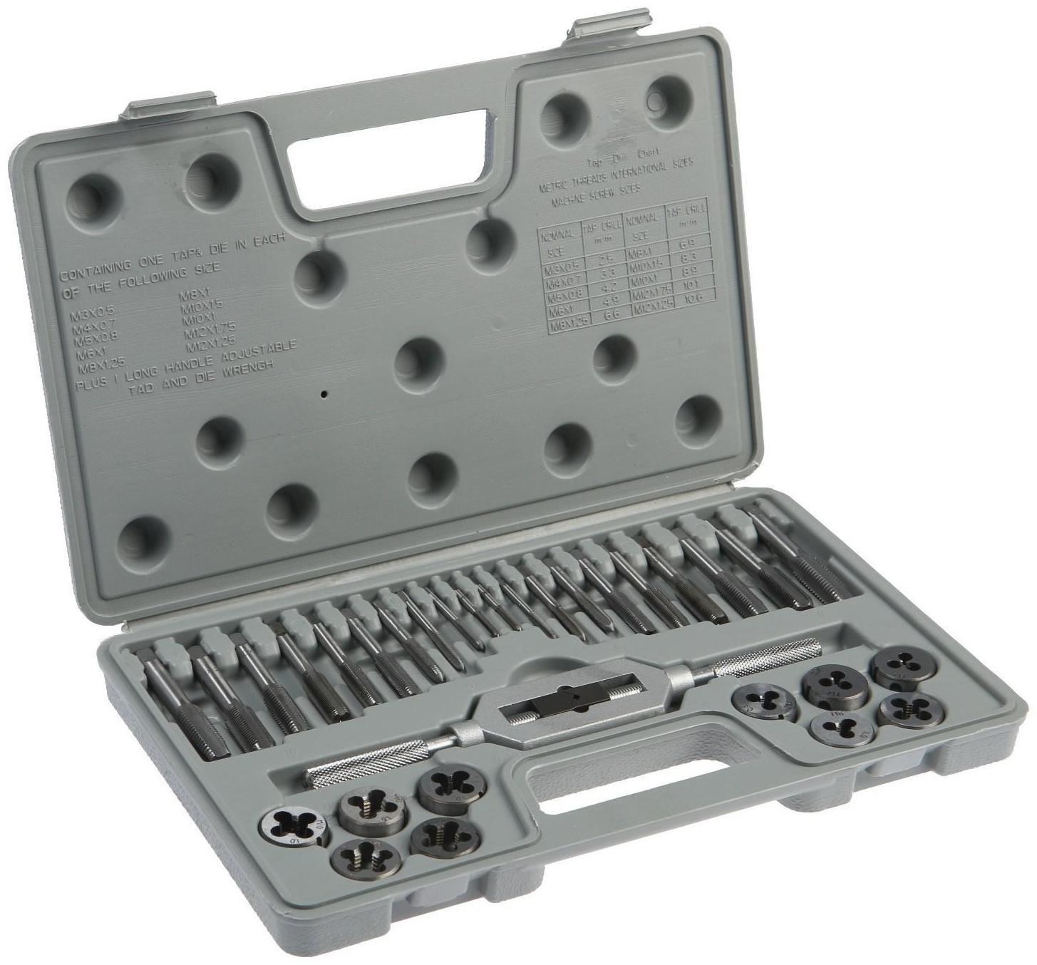 Набор метчиков и плашек ТУНДРА, М3 - М12, 31 предмет