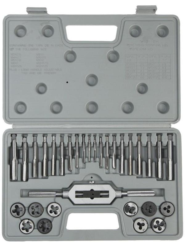 Набор метчиков и плашек ТУНДРА, М3 - М12, 31 предмет