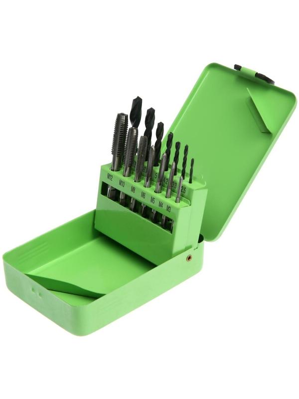 Набор сверл и метчиков ТУНДРА, 2.5 - 10.2 мм и М3 - М12, 15 предметов