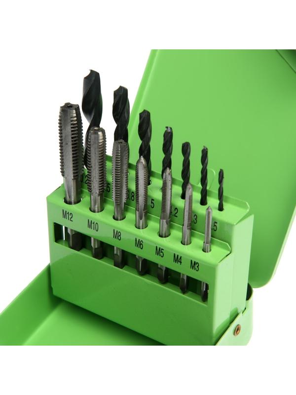 Набор сверл и метчиков ТУНДРА, 2.5 - 10.2 мм и М3 - М12, 15 предметов