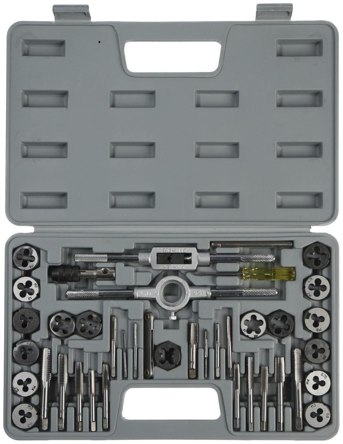 Набор метчиков и плашек ТУНДРА, М3 - М12, 40 предметов